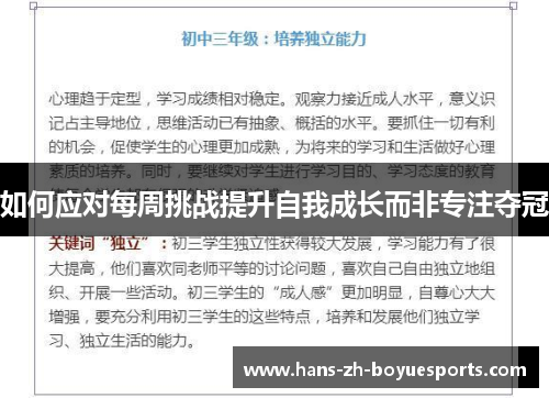 如何应对每周挑战提升自我成长而非专注夺冠 如何应对每周挑战提升自我成长而非专注夺冠